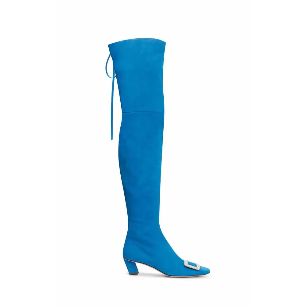 Roger Vivier Over-the-Knee Suede Buckle Boots